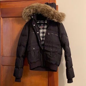 Pink Black Winter Puffer Coat